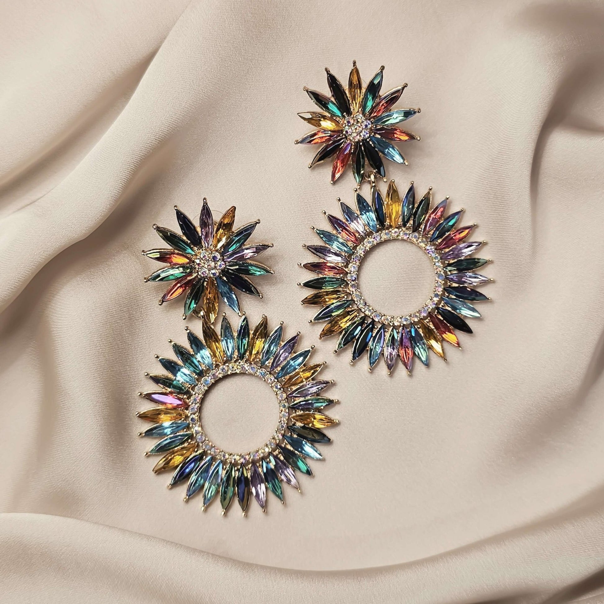 Multi Crystal Round Earrings - FAH Jewelry