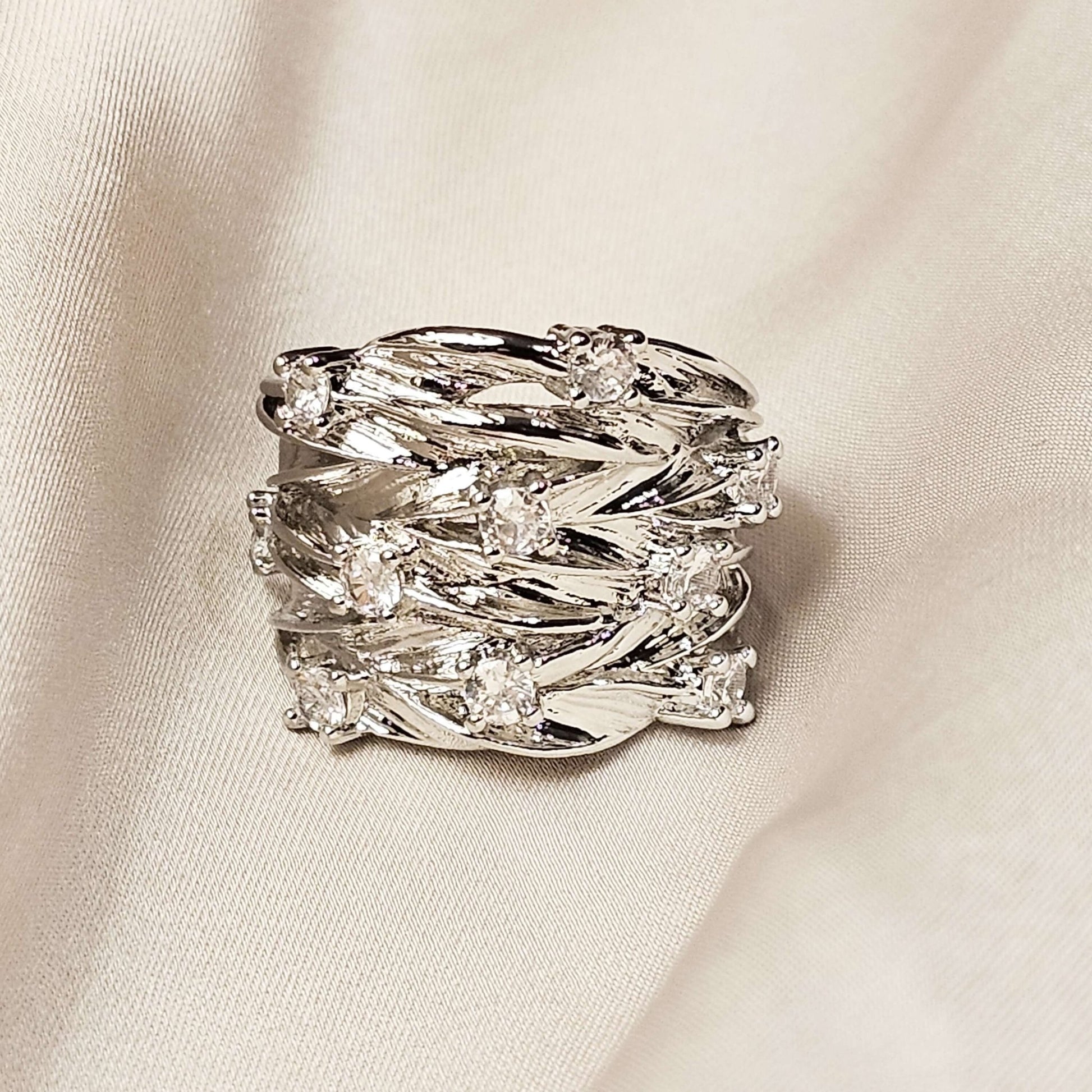 Natural Jute Twine Zircon Ring - FAH Jewelry