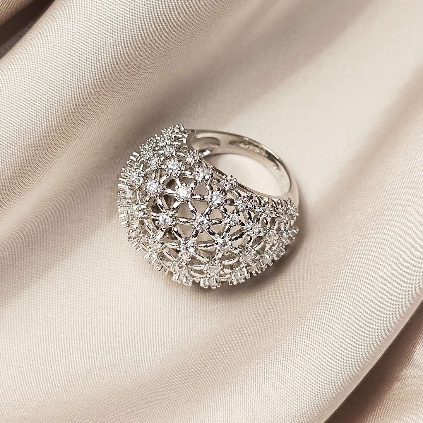 Pave Cubic Zirconia Sterling Silver Ring - FAH Jewelry