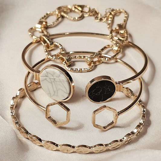 Punk Metal Marble Geometric Bracelet - FAH Jewelry