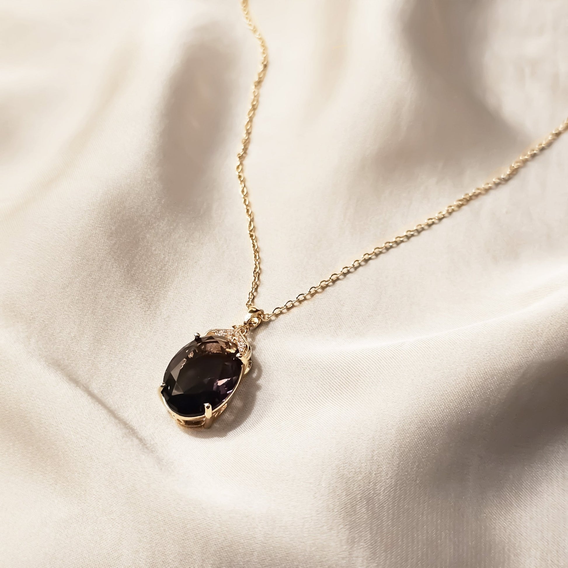 Purple Violet Semi - Precious Stone Pendant - FAH Jewelry