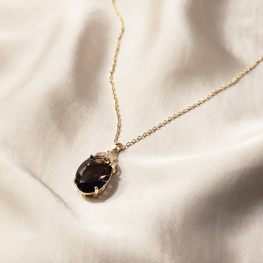 Purple Violet Semi - Precious Stone Pendant - FAH Jewelry