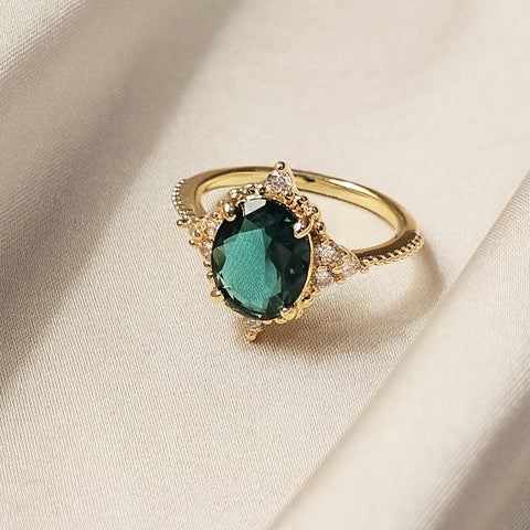 Oval Cut Emerald Engagement Ring