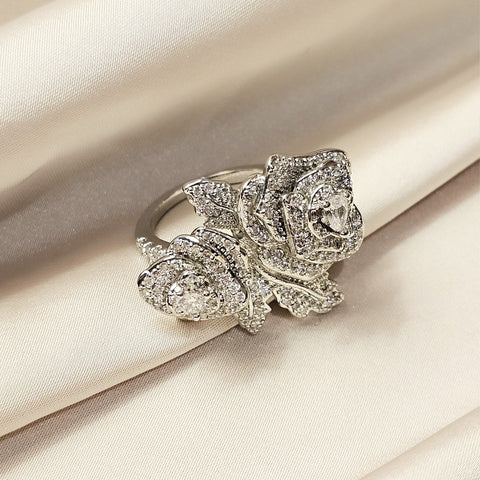 Diamond Cut Zircon Flower Ring