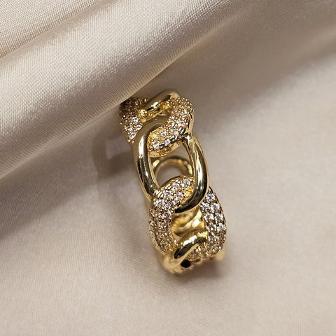 Chunky Chain Opening Link Twisted Geometric Ring