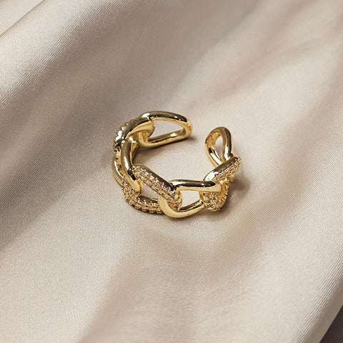 Chunky Chain Opening Link Twisted Geometric Ring