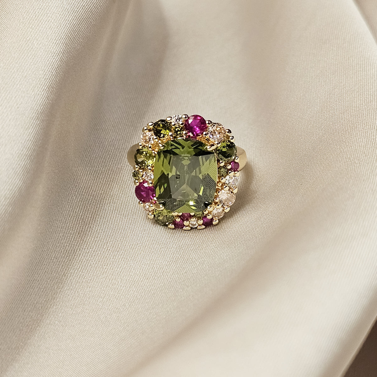 Colorful Green Cubic Zirconia Ring