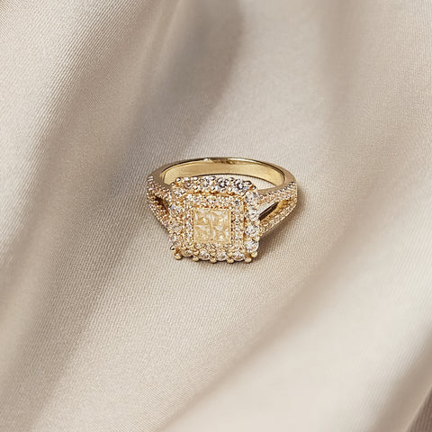 Floral Style Diamond Cut Ring