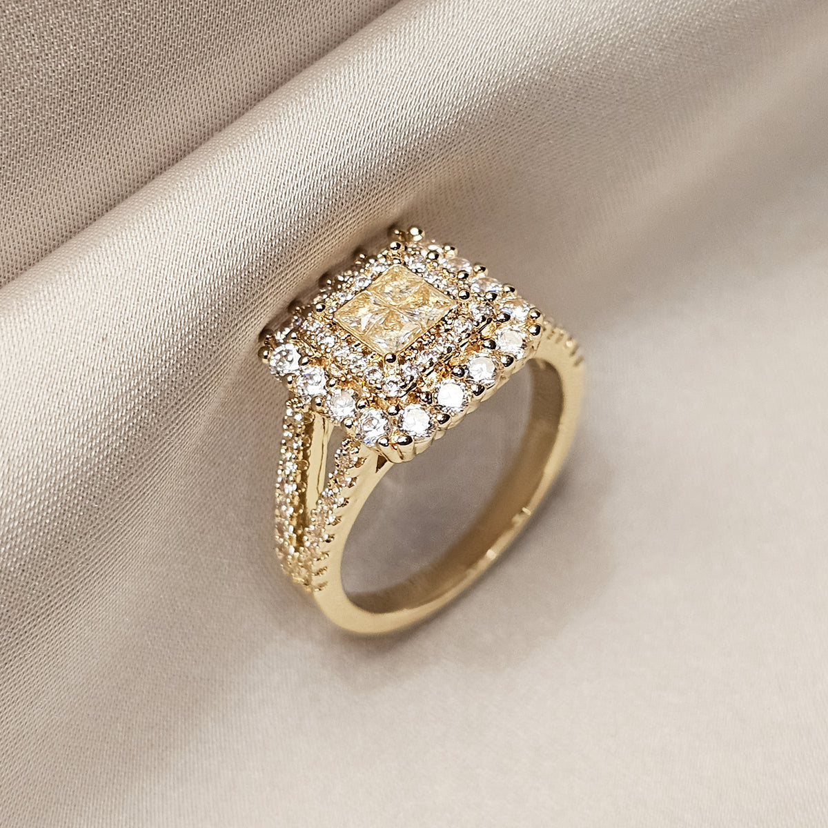 Floral Style Diamond Cut Ring