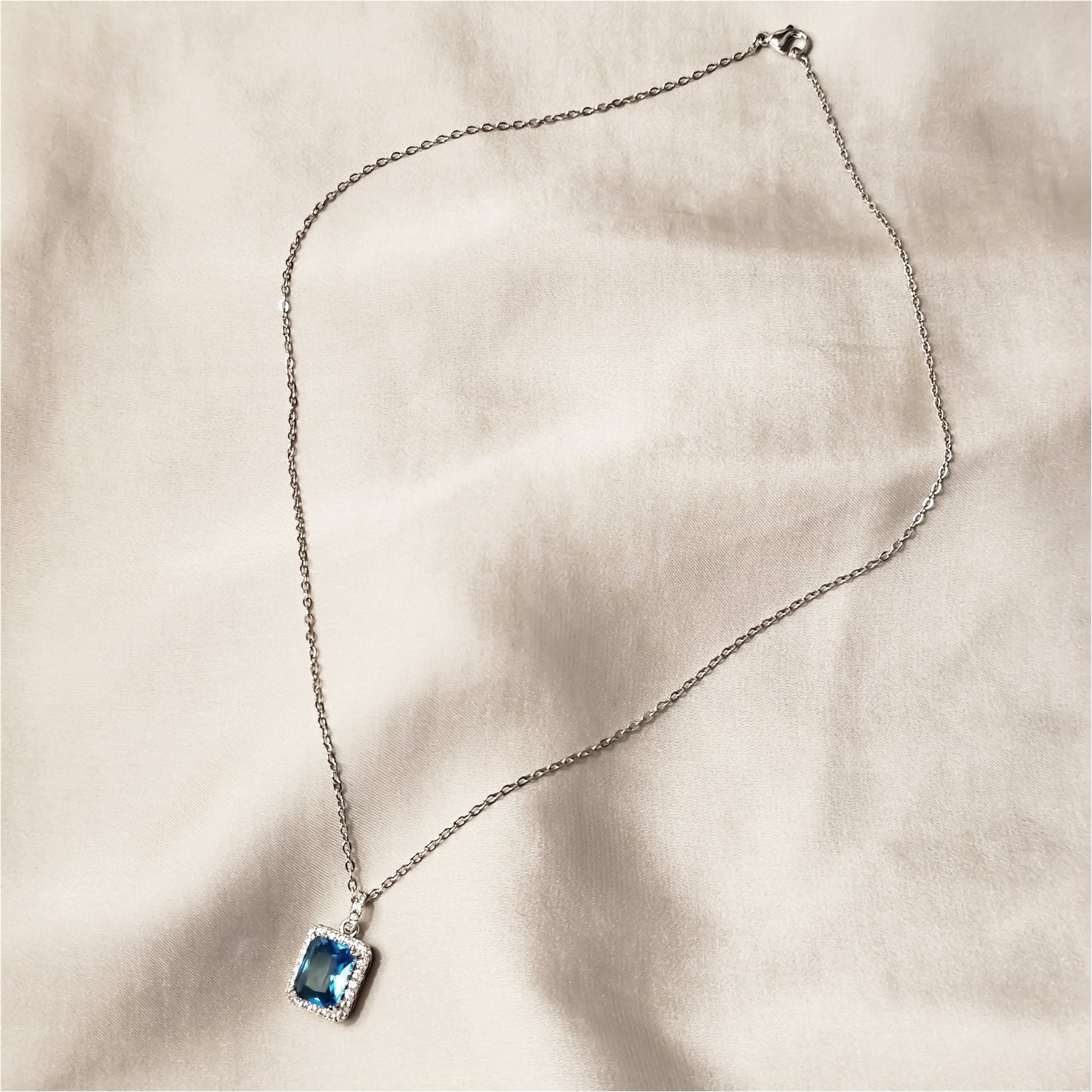 Rectangle Lux - Silver - Blue Pendant - FAH Jewelry