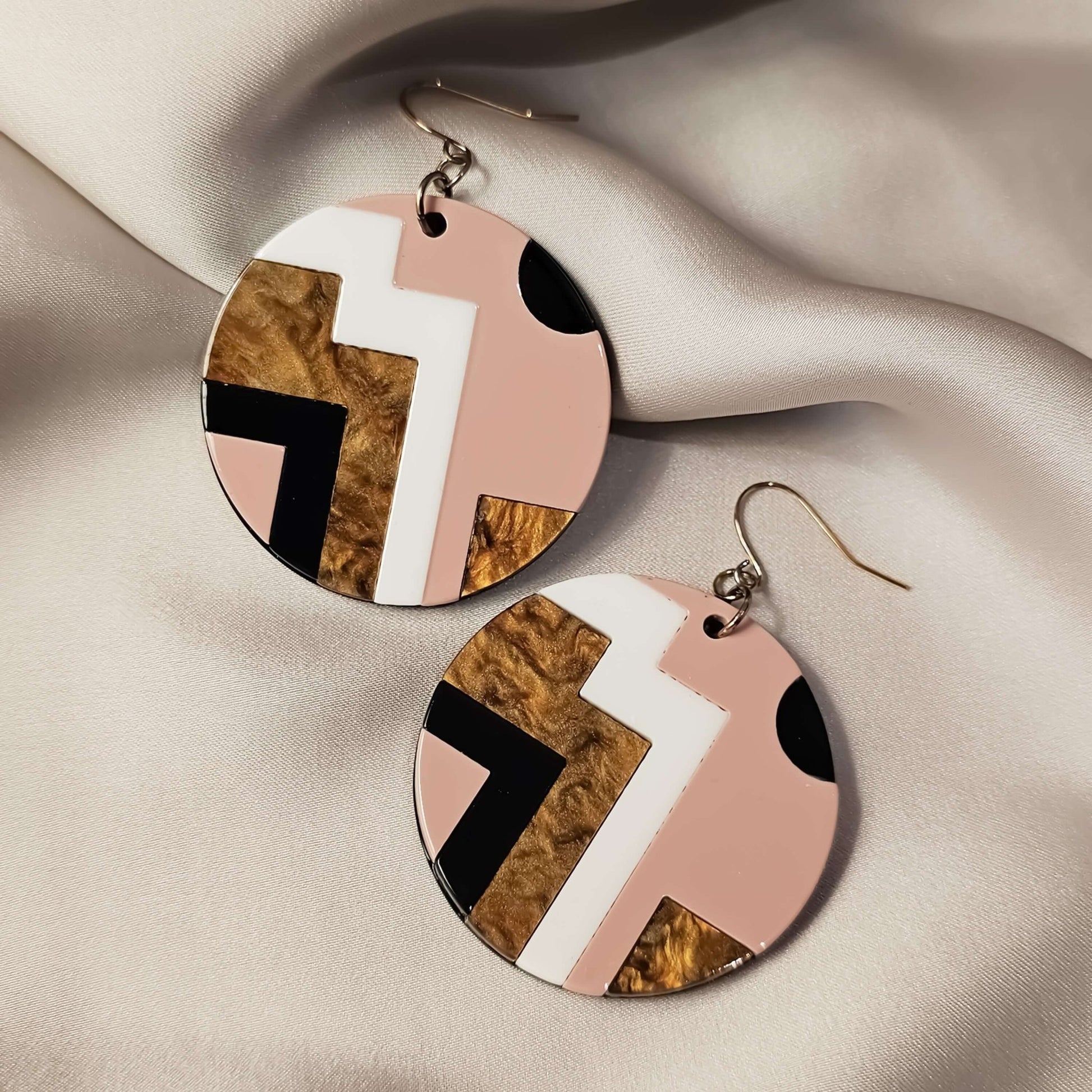 Resin Art Deco Circle Statement Earrings - FAH Jewelry