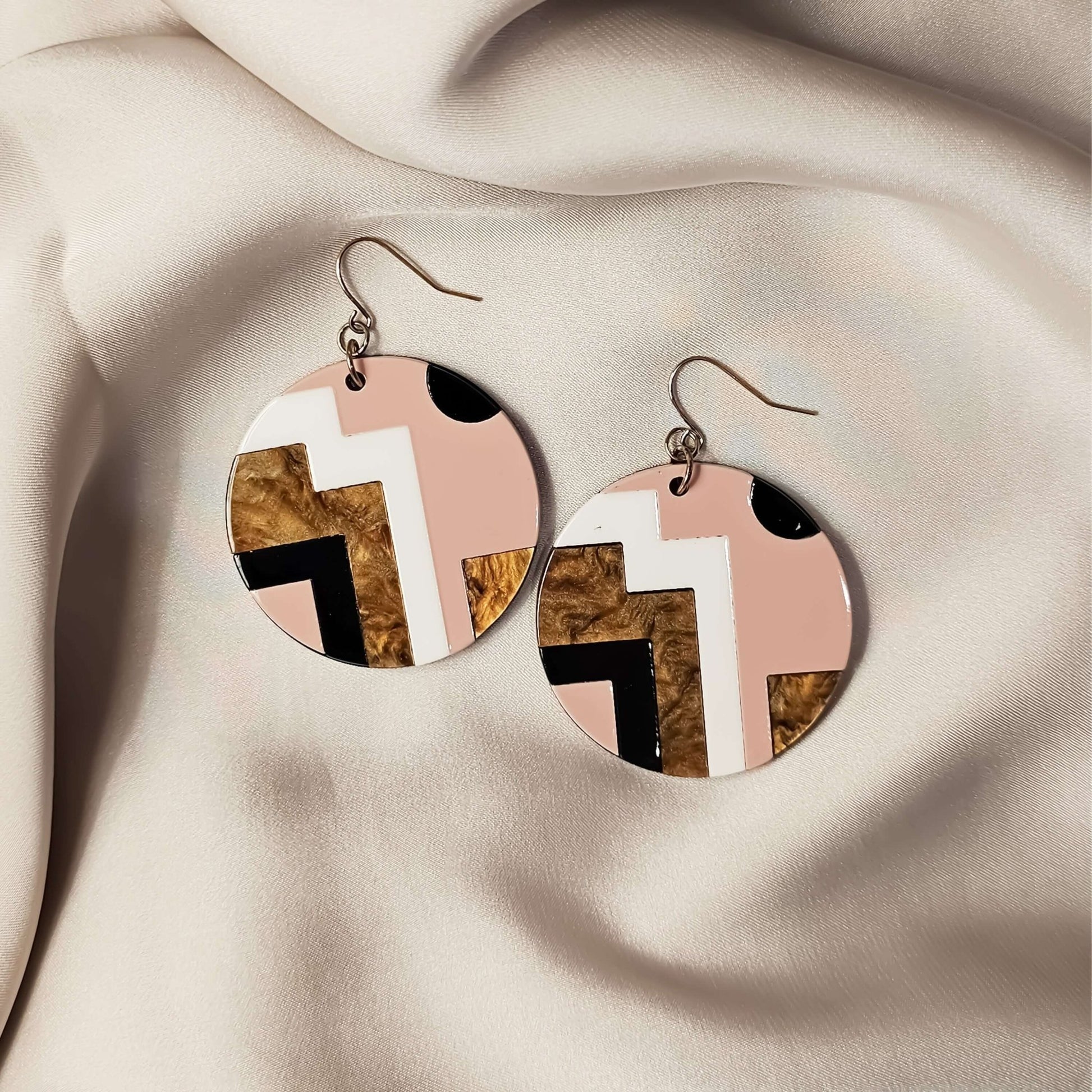 Resin Art Deco Circle Statement Earrings - FAH Jewelry