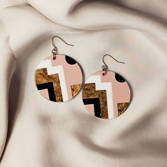 Resin Art Deco Circle Statement Earrings - FAH Jewelry