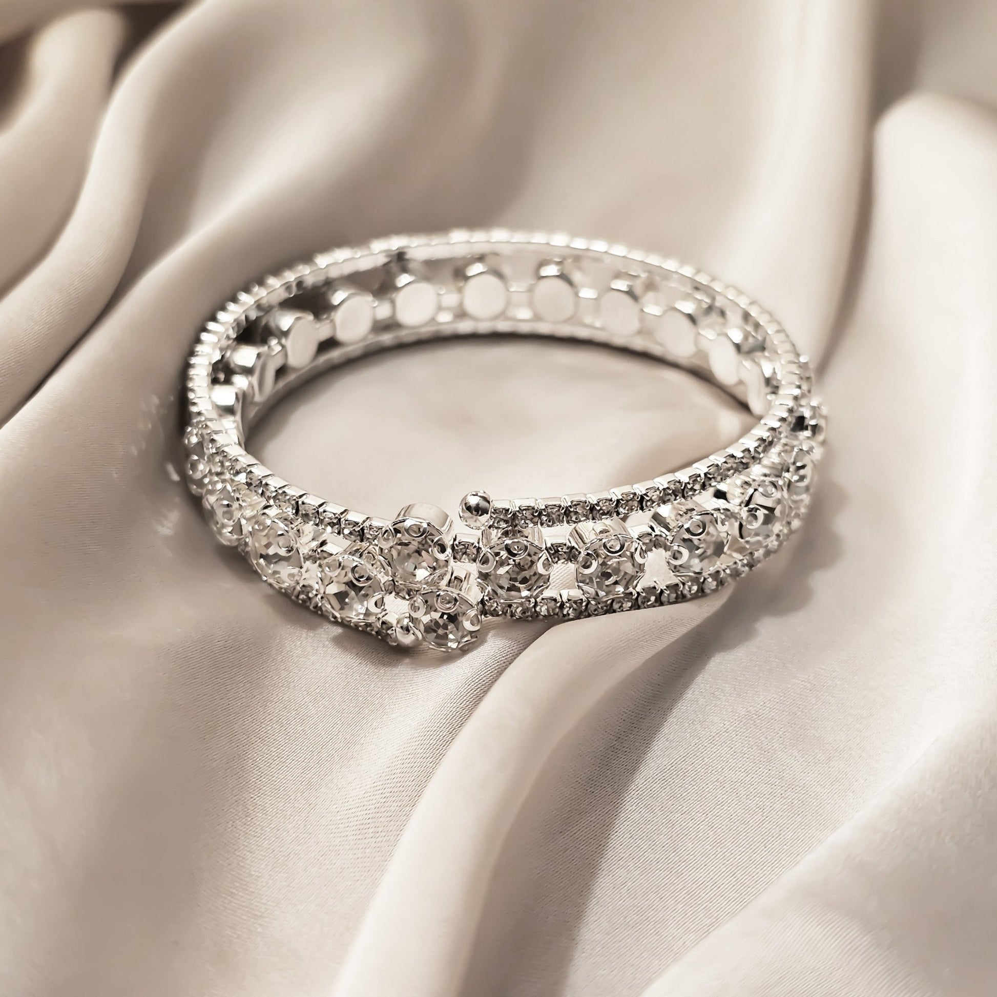 Sparkly Full Stone Crystal Bracelet (Silver) - FAH Jewelry