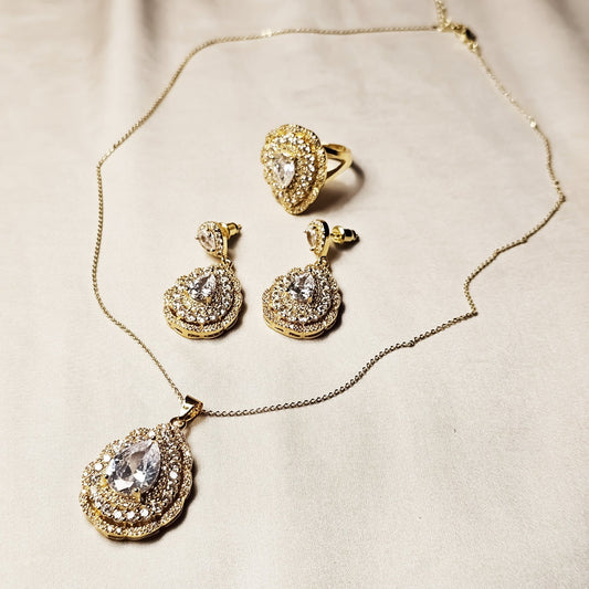 Starlume Golden Necklace Set with Ring - FAH Jewelry