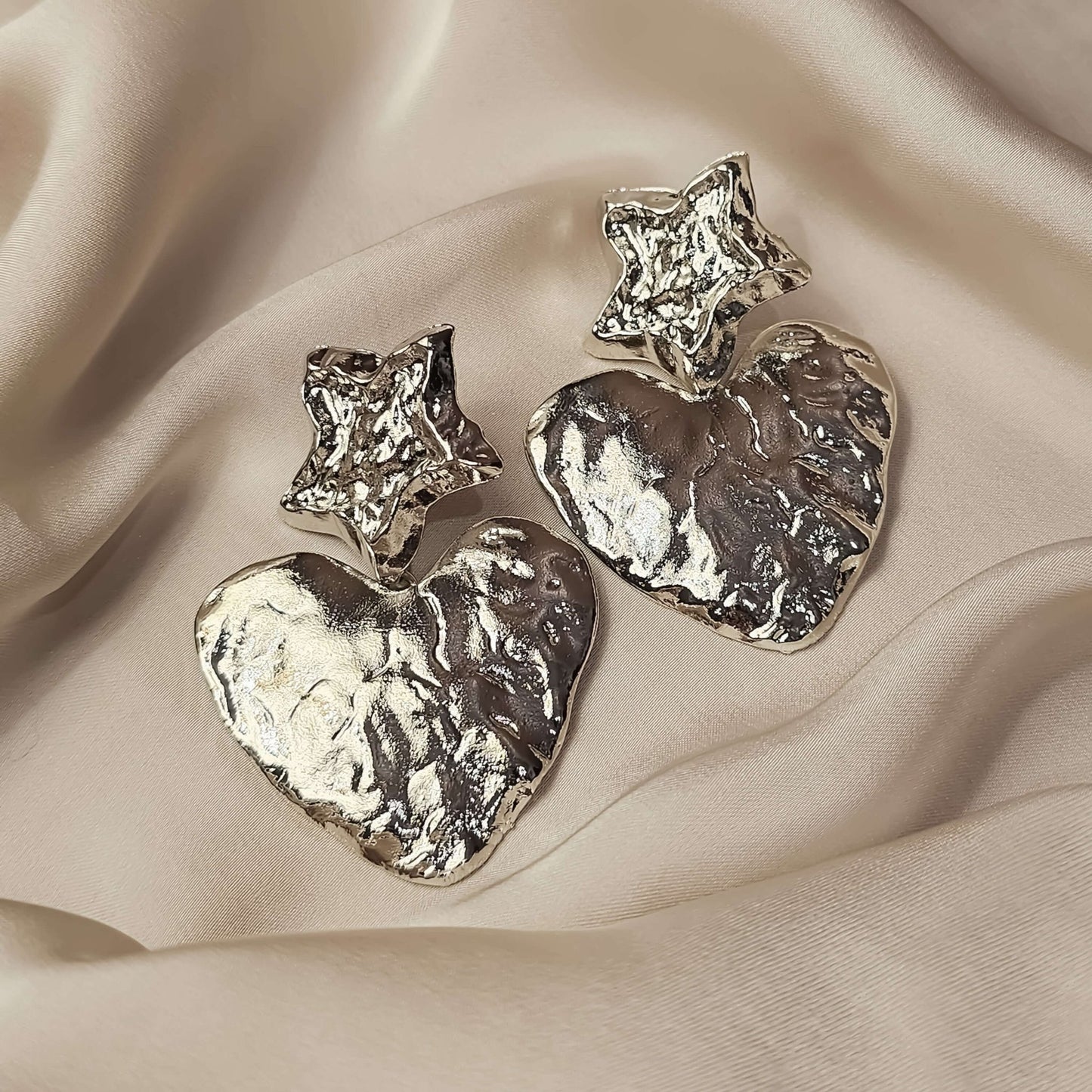 Vintage Heart Shape Metal Drop Earring - FAH Jewelry