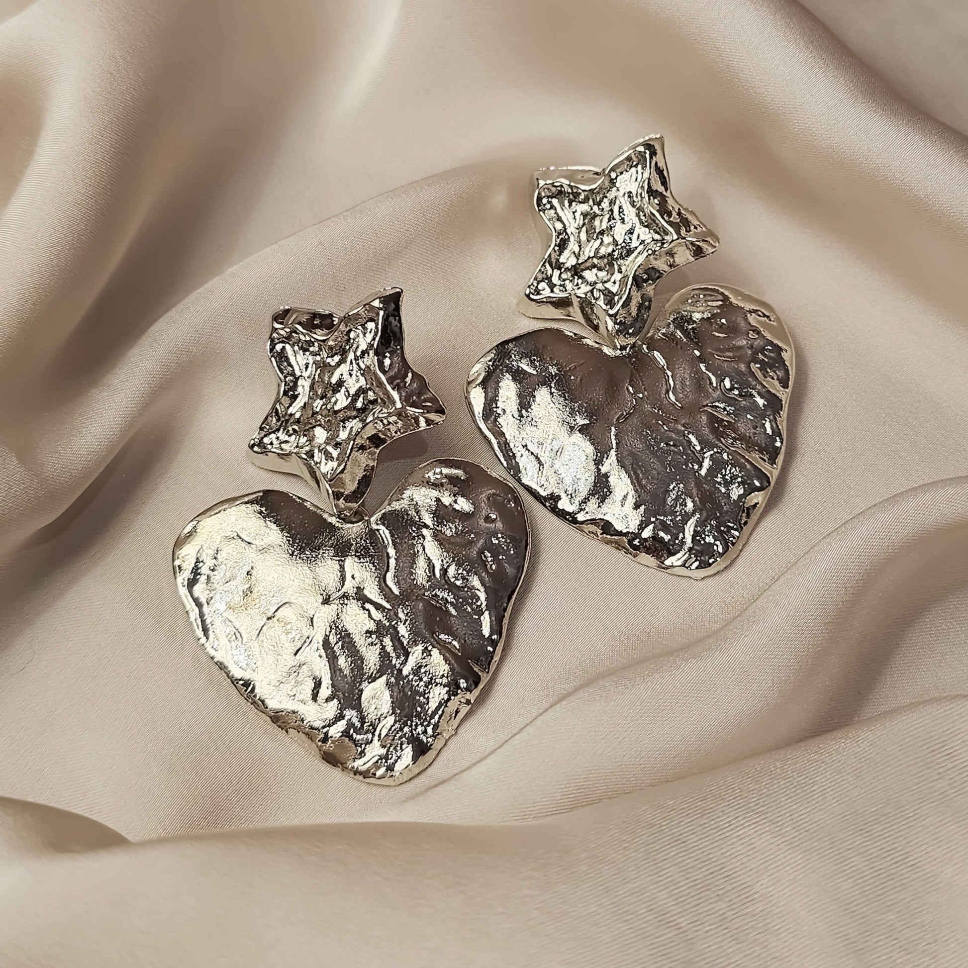 Vintage Heart Shape Metal Drop Earring - FAH Jewelry