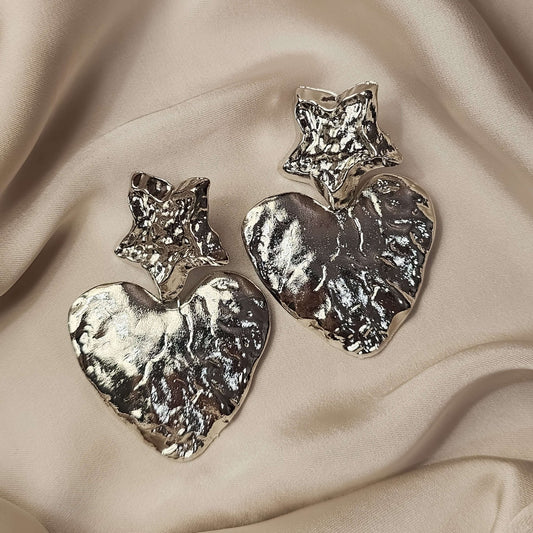 Vintage Heart Shape Metal Drop Earring - FAH Jewelry