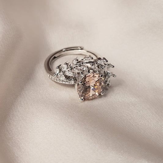 Zircon Feather Luxury Stamp Sparkling Ring - FAH Jewelry