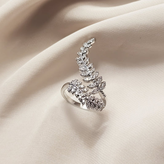 Zircon Rhinestone Leaf Ring - FAH Jewelry