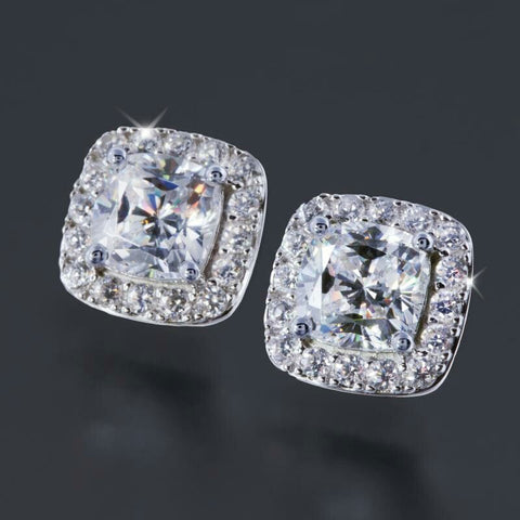 Cushion Lab Grown Diamond Halo Stud Earrings