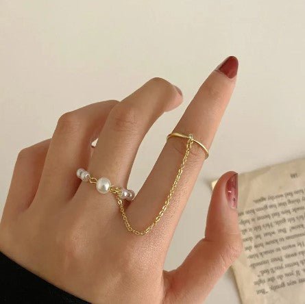 Creative Retro Two - Rings With Chain - FAH Jewelry